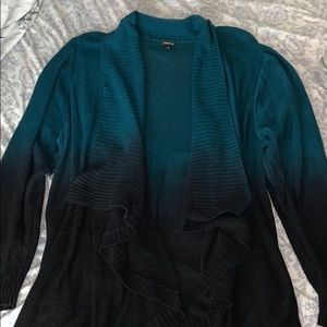 Plus Size Teal to Black Ombré Cardigan